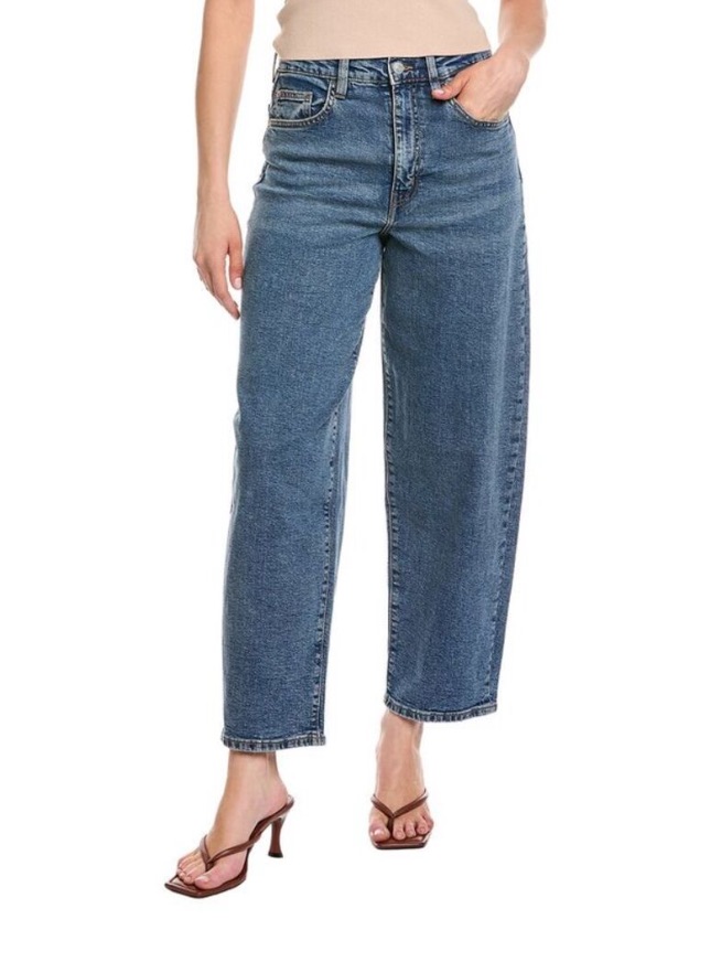 Nwt New Hudson Tucker Barrel Leg High Hi Rise Jeans, Size 27, Medium Wash Denim